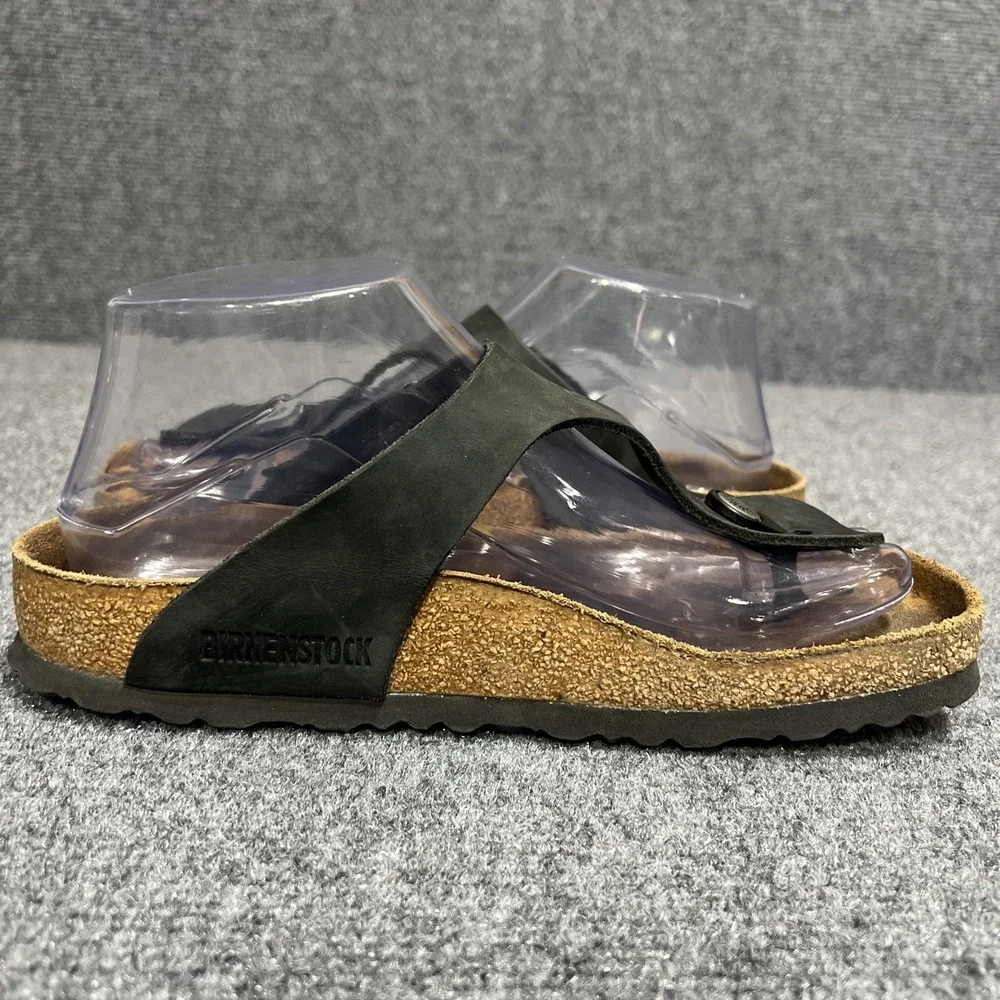 Birkenstock Gizeh Black Birko-Flor Thong Sandals Leather Womens Size 6-6.5 EU 37
